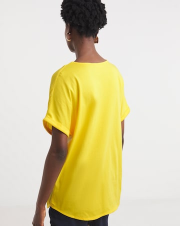 Woven Front V Neck Longline Top