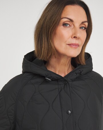 Black Hooded Quilted Jacket