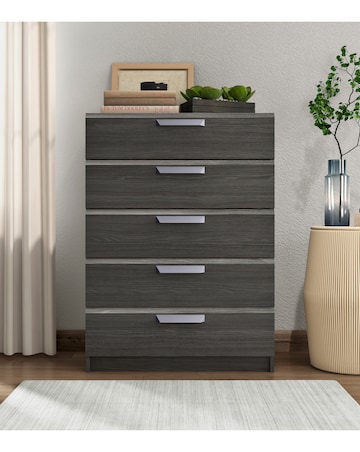 Lugo Ready Assembled 5 Drawer Wide Chest