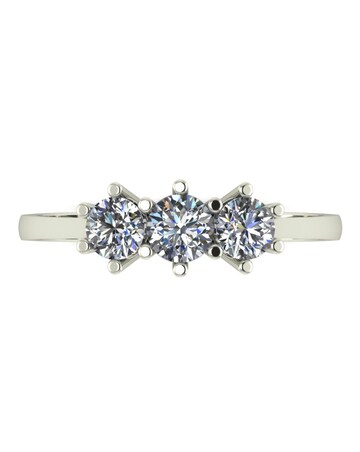 Moissanite 9CT White Gold 3 Stone Ring