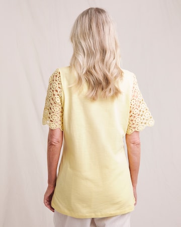 Julipa Pure Cotton Crochet Sleeve T-Shirt