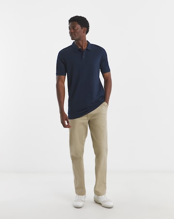 Pure Cotton Navy Pique Polo Extra Long Length- Navy