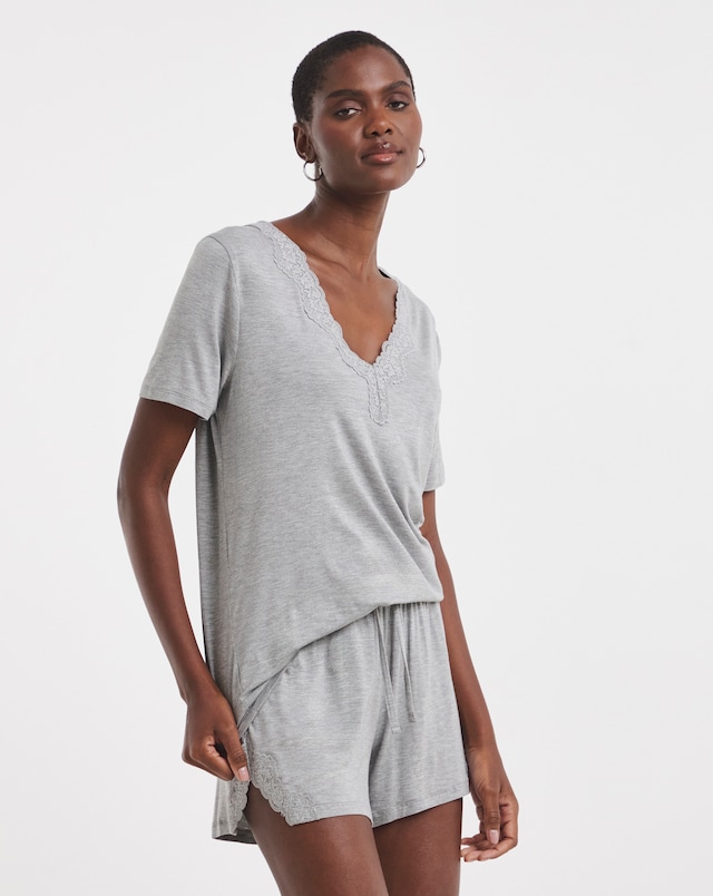 Pretty Secrets Cool Stretch Lace Pyjama Shortie Set