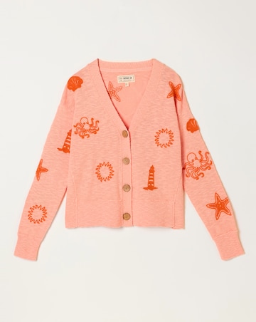 FatFace Seascape Embroidered Cardigan