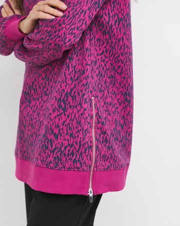 Purple Print Side Zip Longline Sweatshirt