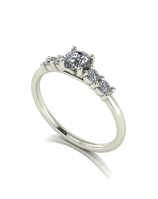 9ct White Gold 0.40ct eq total Moissanite Solitaire Ring