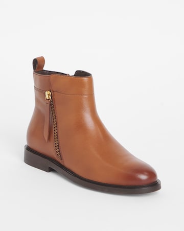 Camden Leather Side Zip Ankle Boots - Wide Fit (E)