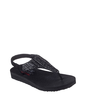 Skechers Black Meditation Toe Post Sling Back Sandals -Standard Fit (D)