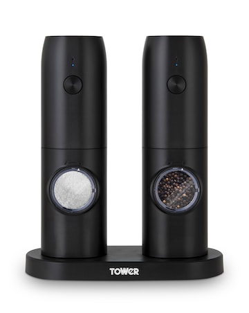 Tower Rechargeable Salt & Pepper Mill Black
