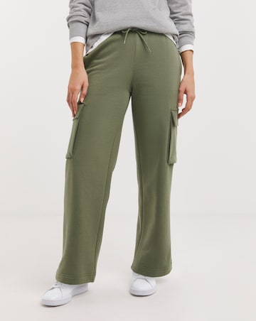 Khaki Wide Leg Cargo Joggers