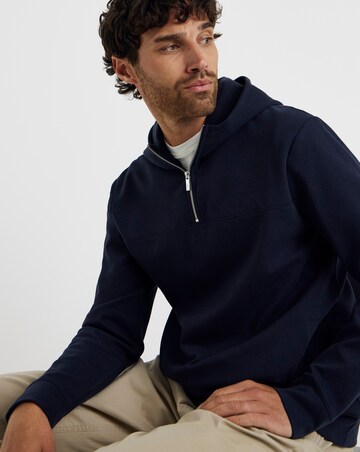 Folio Interlock 1/4 Zip Hoodie-Navy