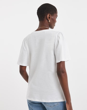 Cream Button Front Angel Sleeve Top