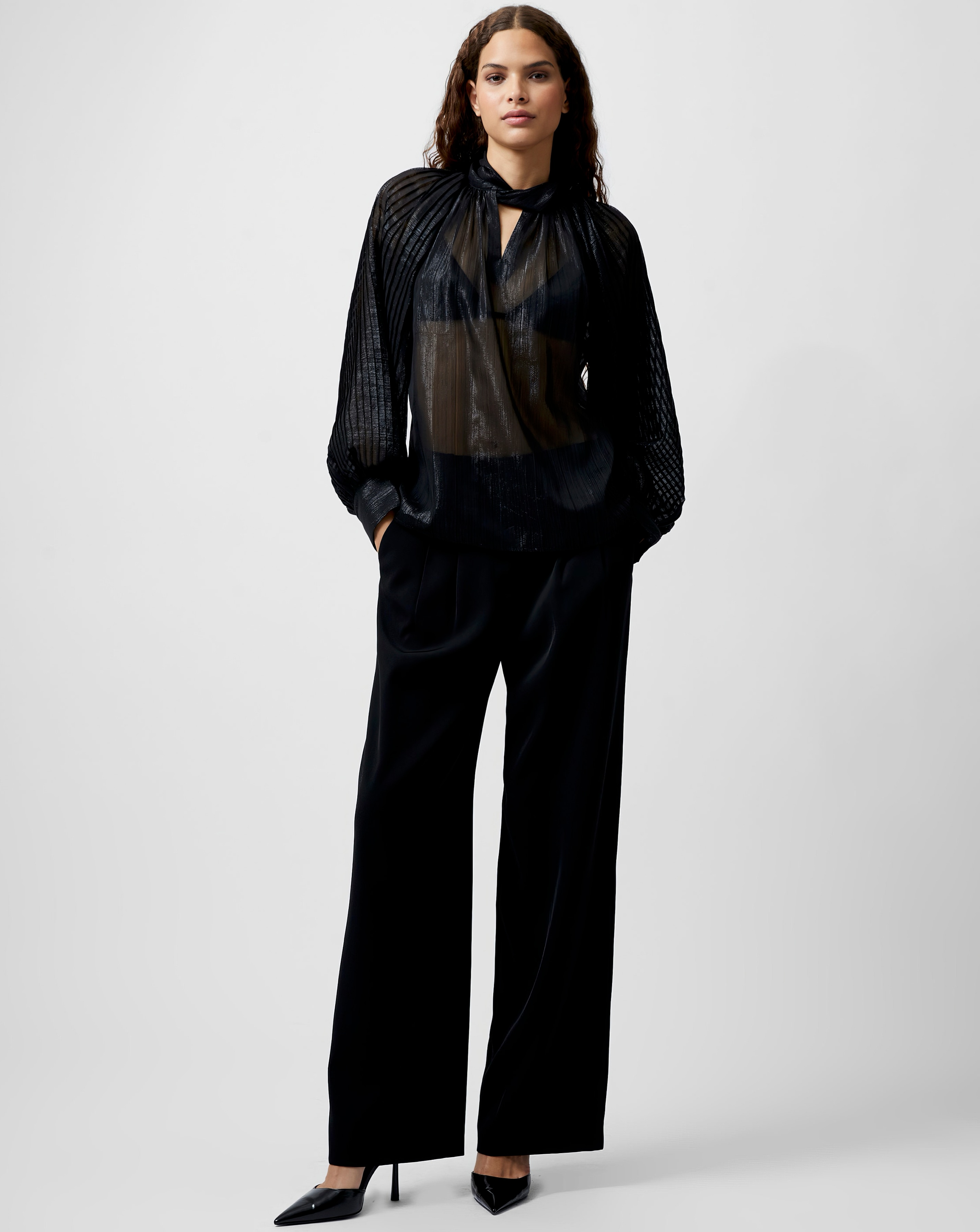 French Connection Beth Metallic Keyhole Top | JD Williams