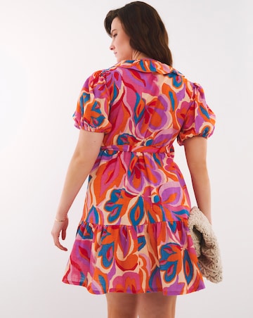 Floral Mini Wrap Over Cotton Beach Dress