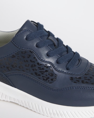 Heavenly Soles Rosetta Lace Up Patterned Leather Trainer - Wide Fit (E)