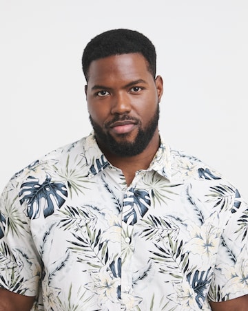 Jack & Jones Hawaii Print Shirt - White/Blue