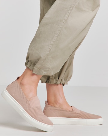 Felicity Stretch Textile Slip On Trainers - Wide Fit (E)