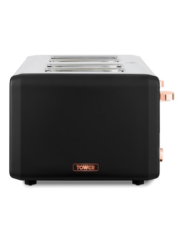 Tower Cavaletto Black and Rose Gold 4 Slice Toaster