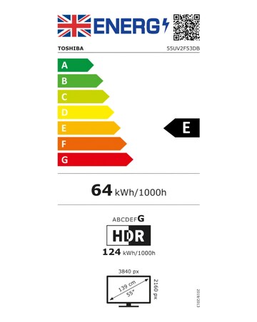 Toshiba 55UV2F53DBU 55in Smart TV 4K UHD HDR LCD Freely TV with Amazon Alexa