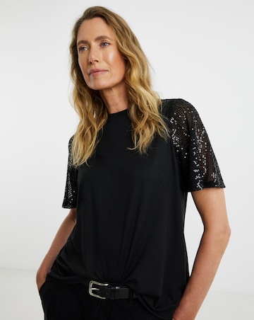 Sequin Sleeve T-Shirt