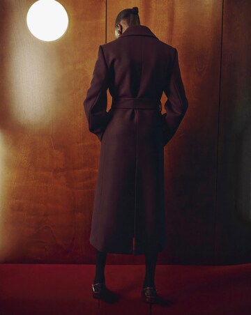 Mango Dark Red Leather Effect Coat