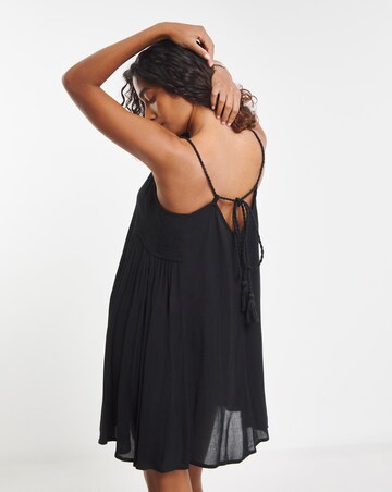 Beach to Beach Black Strappy Mini Beach Dress