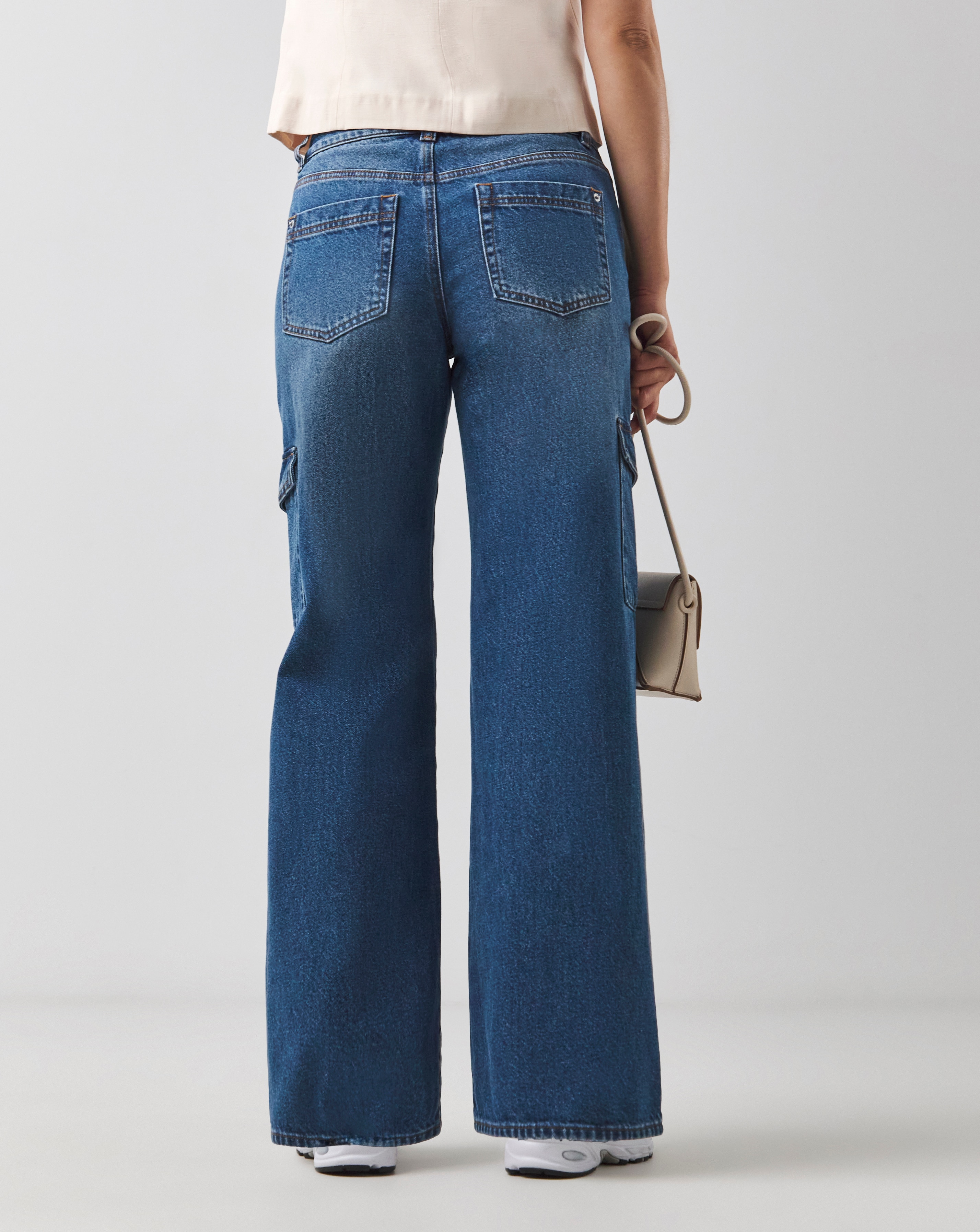 Blue Classic Cargo Wide Leg Jeans | JD Williams