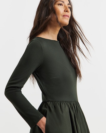 Bubble Hem Popplin Rib Dress