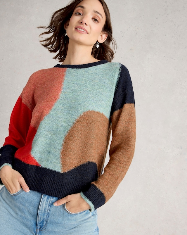 White Stuff Freya Abstract Pattern Jumper