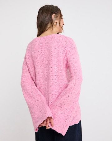 Pink Flute Sleeve Pointelle Top
