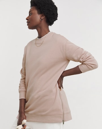 Blush Side Zip Longline Sweat