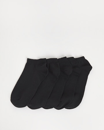 Pretty Secrets (5 Pair Pack) Super Value Trainer Liner Socks (Wide Fit) Black