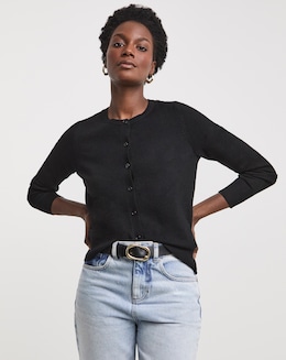 Eversoft Black Crew Neck Cardigan