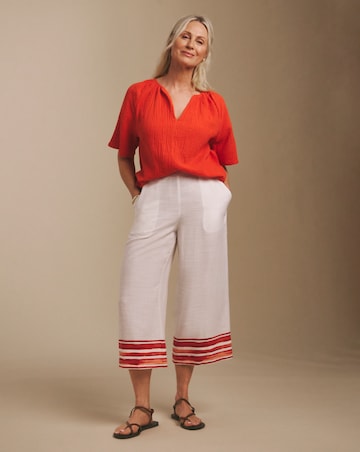 Julipa Cropped Printed Linen Trousers