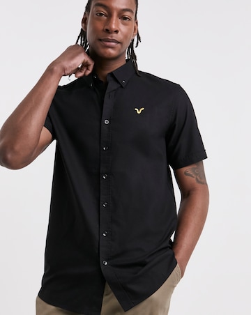 Voi Plain Oxford Short Sleeve Shirt Long Length