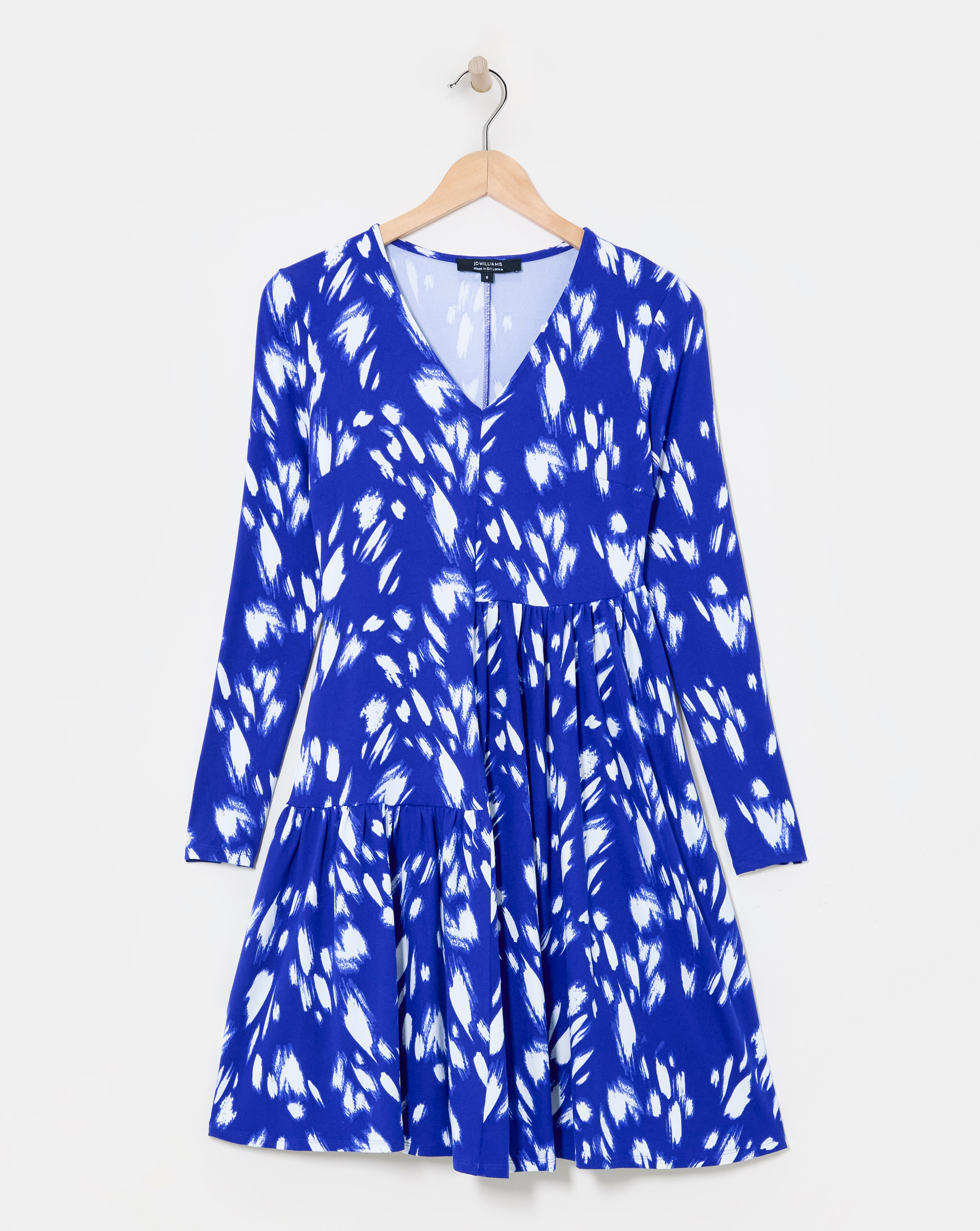 Asymmetric Jersey Swing Dress With Long Sleeves