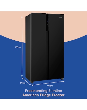 Russell Hobbs RH90AFF201B Slim American Fridge Freezer - Black E Rated