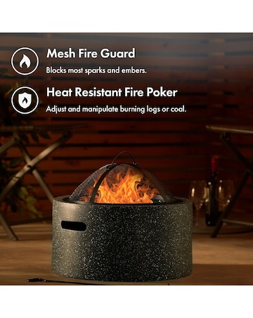 VonHaus Grey Round MgO Fire Pit