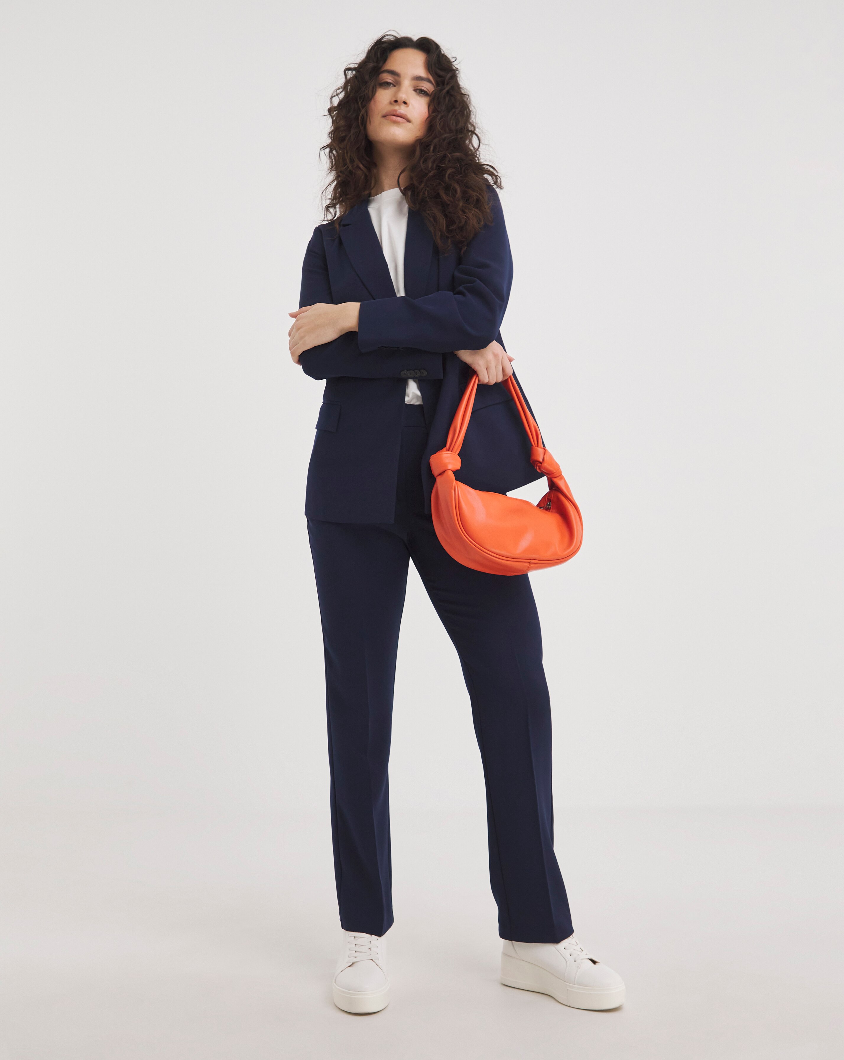 Navy Tailored Straight Leg Trousers