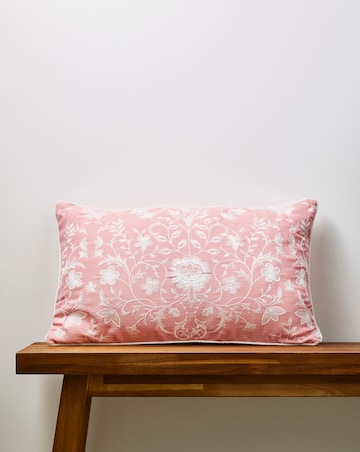 Iris Embroidered Floral Boudoir Cushion