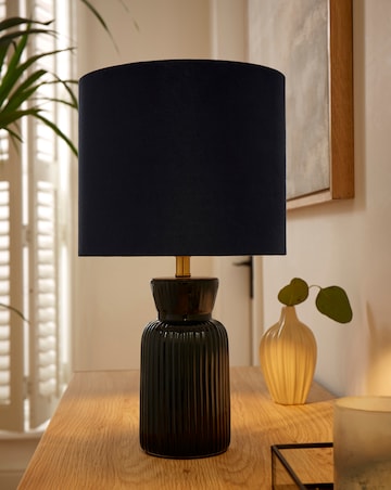 Ribbed Ceramic Table Lamp Blue