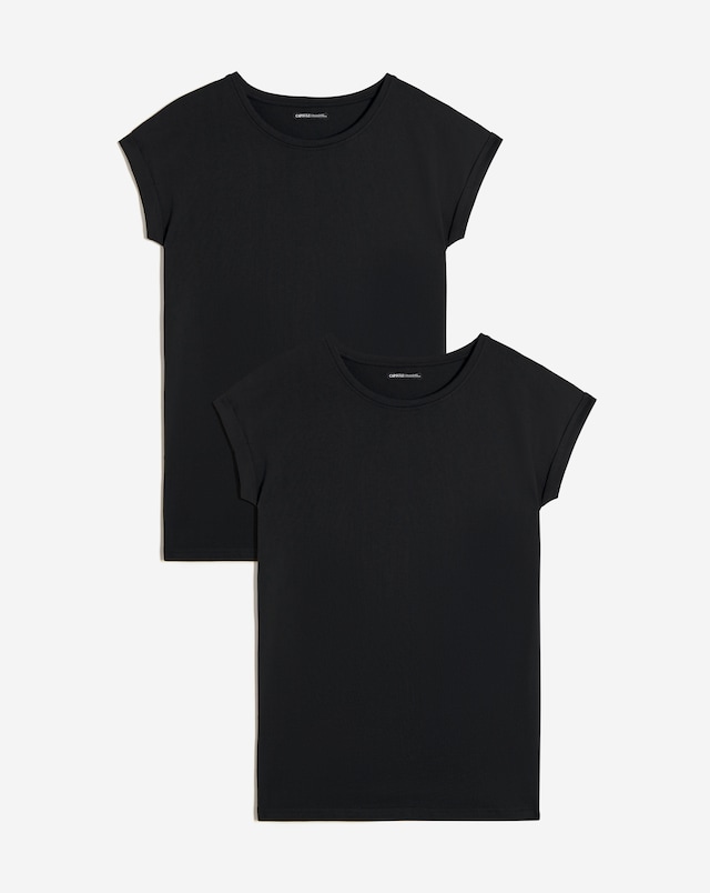 Simply Be 2 Pack Black/Black Boyfriend T-Shirts
