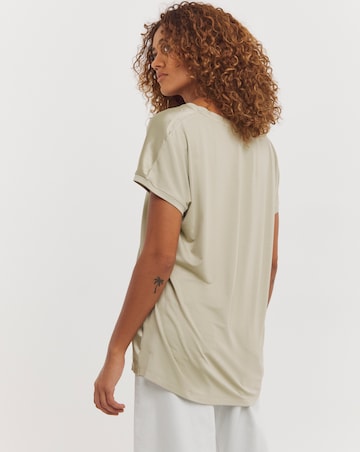 V Neck Satin Front Longline Top