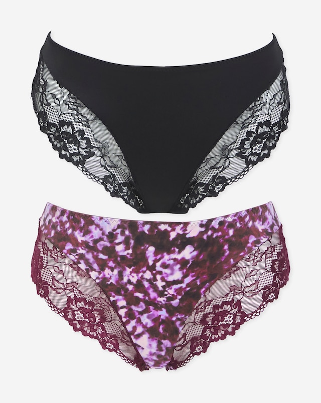 Pretty Secrets (2 Pack) Adrianne Midi Knickers Animal Print/Black