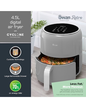 Swan Retro Grey 4.5L Digital Air Fryer