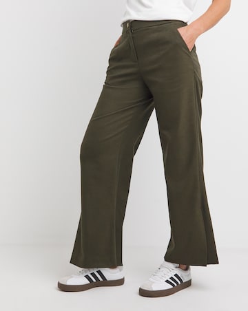 Olive Split Hem Straight Leg Trousers