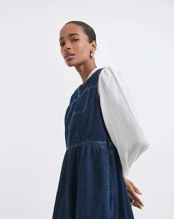 Indigo 1/2 Zip Collar Denim Dress
