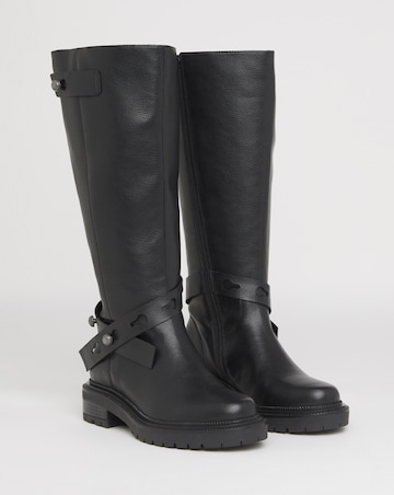 Veronica Knee High Wrap Detail Boots - Wide Fit (E) & Curvy Calf