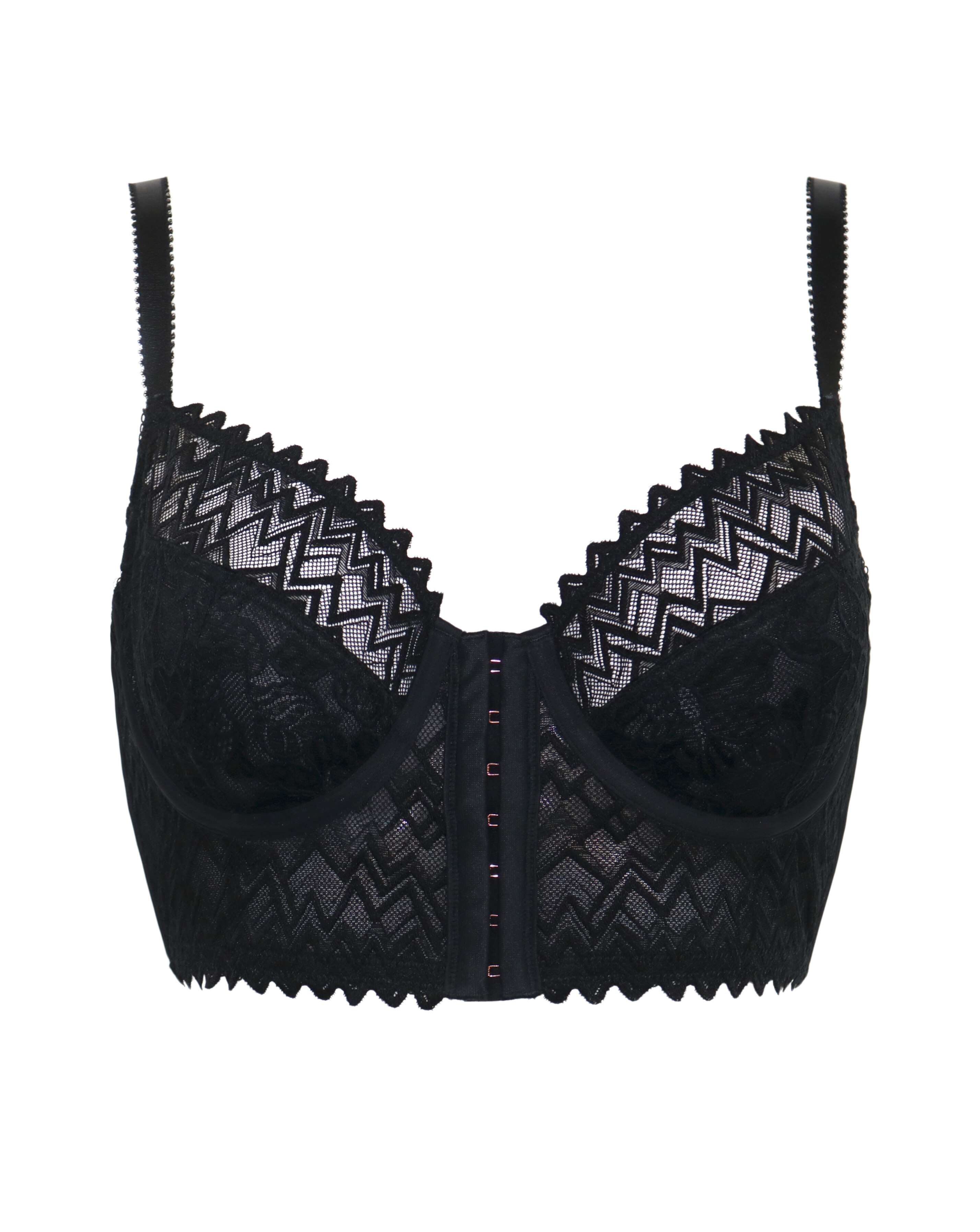 Pour Moi Mixology Longline Front Fastening Wired Bra Black | JD