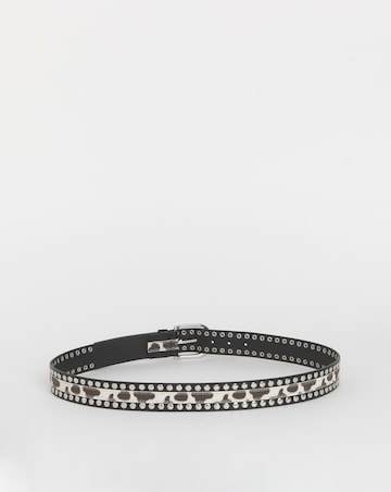 Faux Cow Ponyhair Studded Jeans Belt